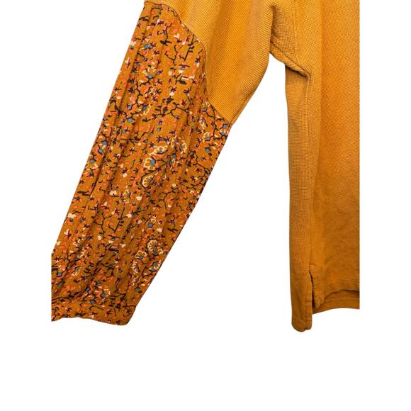 ANTHROPOLOGIE Annette Floral Sleeve Thermal Top Size Small $88 MSRP Gold Orange - Picture 5 of 10